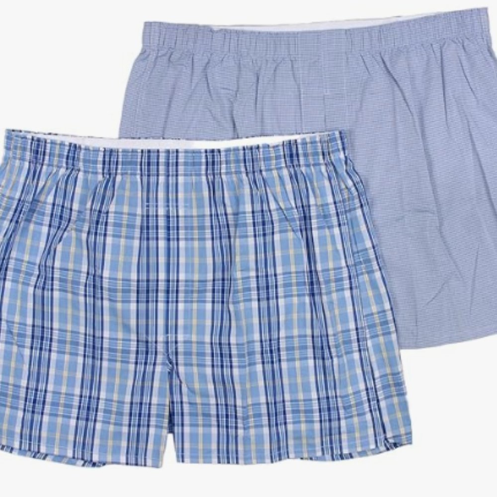 Roundtree & Yorke Men Blue-White Boxers 2-Pack